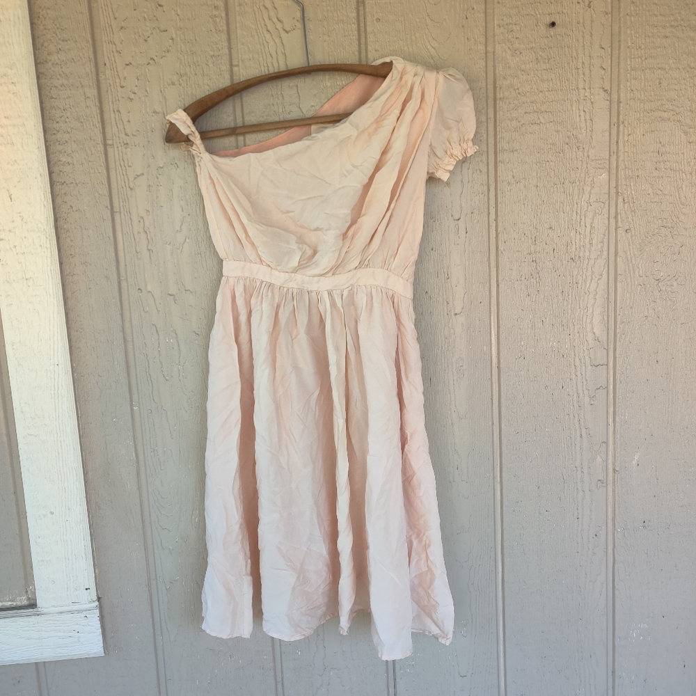 Blush silk asymmetrical dress